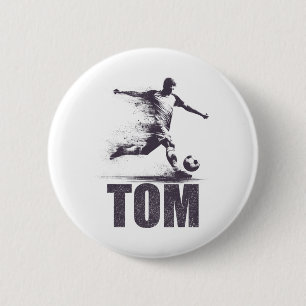 Chapa Redonda De 5 Cm Tom Fútbol Chicos Personalizado Primer Nombre Tom 