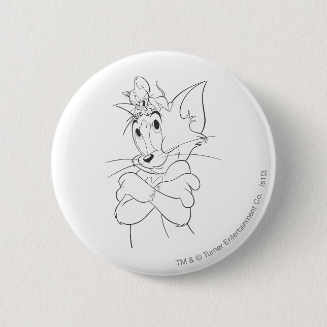 Chapa Redonda De 5 Cm Tom y Jerry On Head (Anverso)