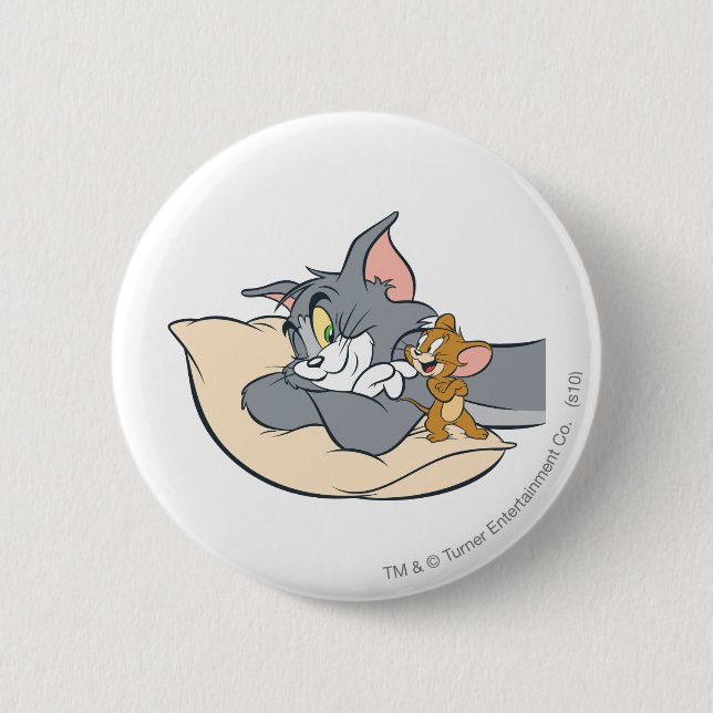 Chapa Redonda De 5 Cm Tom y Jerry On Pillow (Anverso)