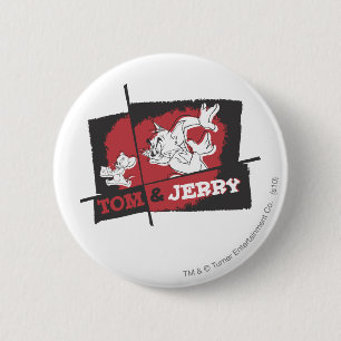 Chapa Redonda De 5 Cm Tom y Jerry rojo y negro