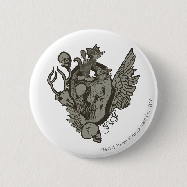 Chapa Redonda De 5 Cm Tom y Jerry Skull (Anverso)