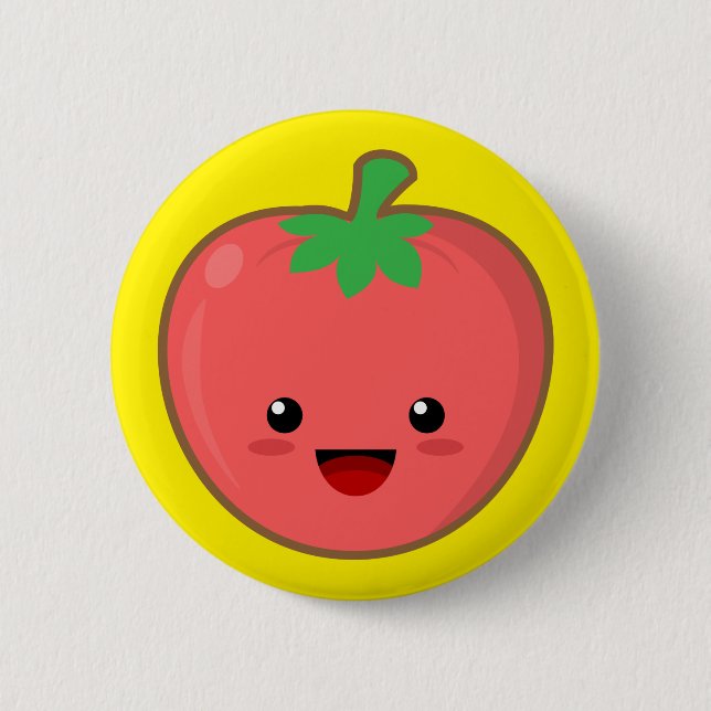 Chapa Redonda De 5 Cm Tomate de Kawaii (Anverso)