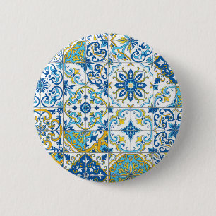 Chapa Redonda De 5 Cm tonos mediterráneos/ azulejos