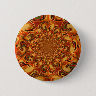Chapa Redonda De 5 Cm Tonos naranja, marrón y verde abstractos giratorio