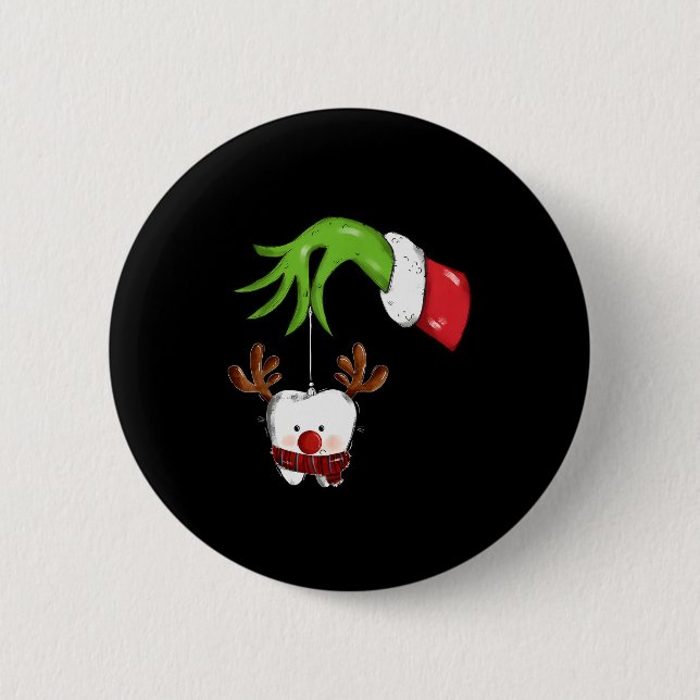 Chapa Redonda De 5 Cm Tooth Dentist Dental Istant Teeth Christmas Rudolp (Anverso)