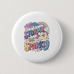 Chapa Redonda De 5 Cm Tormenta de Unicornio pero Diseño de Merch Caprich