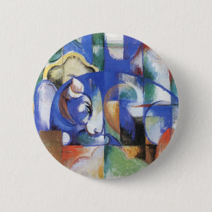 Chapa Redonda De 5 Cm Toro Mentiroso de Franz Marc, Arte Cubista Antiguo