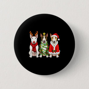 Chapa Redonda De 5 Cm Toro Retro de Navidad Terrier Santa Reno Perro Lo