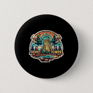 Chapa Redonda De 5 Cm Torre del Diablo Wyoming Monumento Nacional Retro