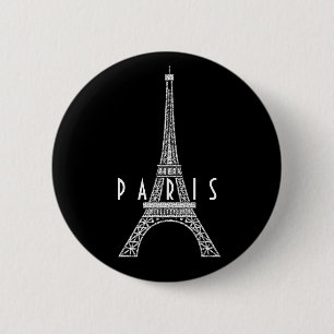 Chapa Redonda De 5 Cm Torre Eiffel de París Francia blanca linda