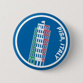 Chapa Redonda De 5 Cm Torre inclinada del Escudo de Pisa