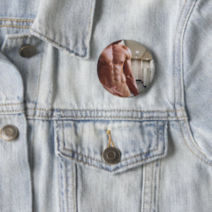 Chapa Redonda De 5 Cm Torso de hombre musculoso sin camiseta de Slippery