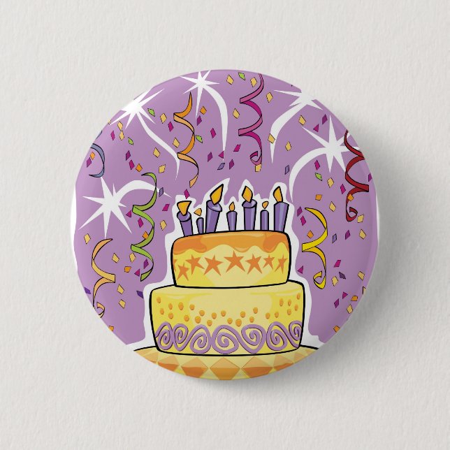 Chapa Redonda De 5 Cm Torta de cumpleaños (Anverso)