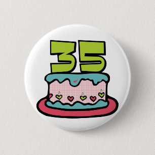 Chapa Redonda De 5 Cm Torta de cumpleaños de 35 años