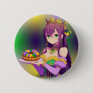 Chapa Redonda De 5 Cm Torta del Rey Anime Mardi Gras