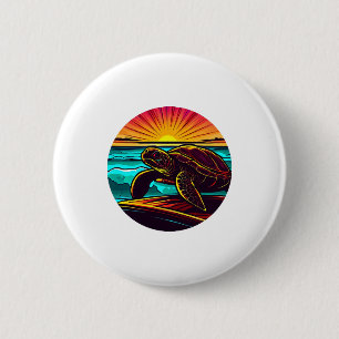 Chapa Redonda De 5 Cm Tortuga al Atardecer, Diseño de Naturaleza Inspira