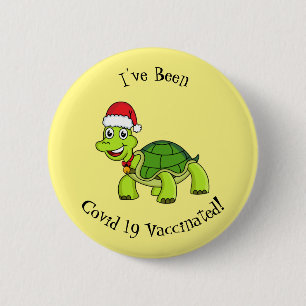 Chapa Redonda De 5 Cm Tortuga alegre lindo con sombrero de Santa