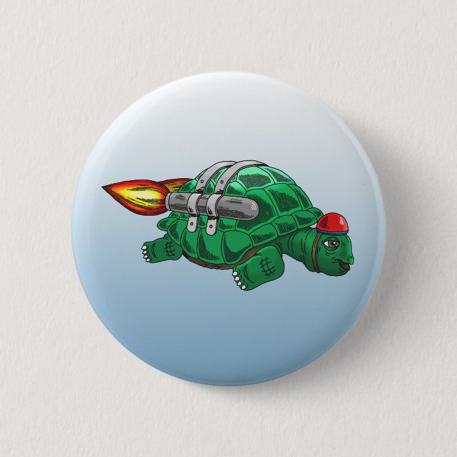 Chapa Redonda De 5 Cm Tortuga Cohete (Anverso)
