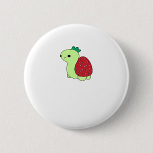 Chapa Redonda De 5 Cm Tortuga de fresa de rubefacción verde suave T-Sh c