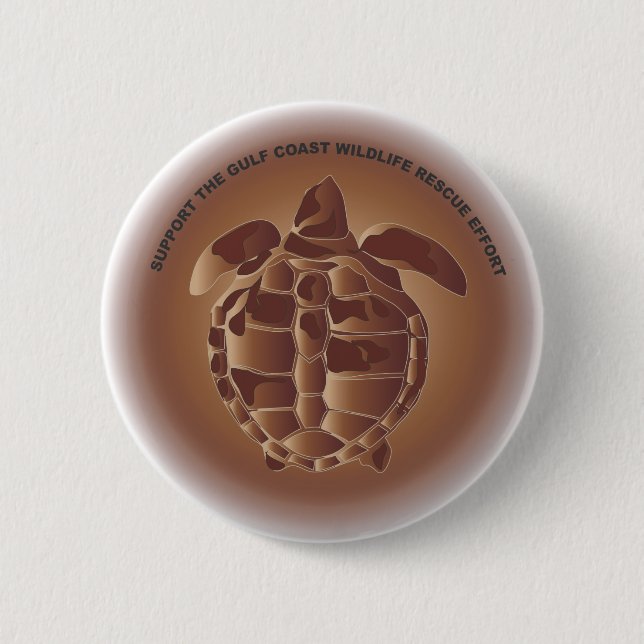Chapa Redonda De 5 Cm Tortuga de mar de Ridley de Kemp engrasado (Anverso)