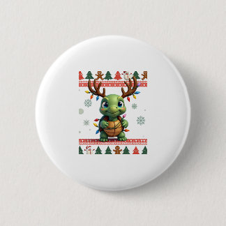 Chapa Redonda De 5 Cm Tortuga de Navidad con Luces al Estilo de Jersey F