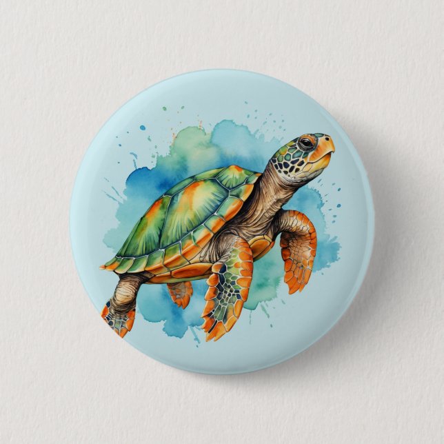 Chapa Redonda De 5 Cm Tortuga de pintura suave (Anverso)