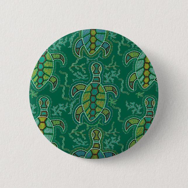 Chapa Redonda De 5 Cm Tortuga del Caribe (Anverso)