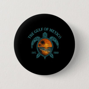 Chapa Redonda De 5 Cm Tortuga Del Golfo De México Este. Suns retro vinta