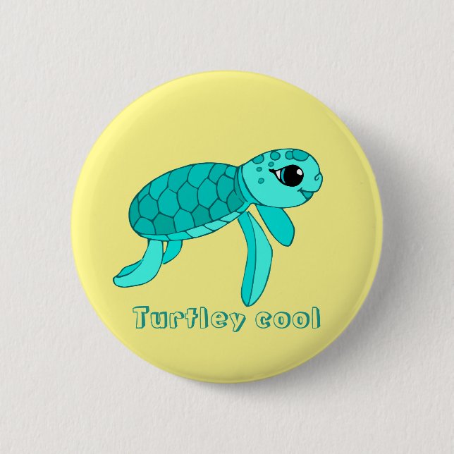 Chapa Redonda De 5 Cm Tortuga fresca bebé tortuga (Anverso)