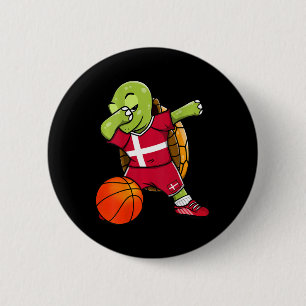 Chapa Redonda De 5 Cm Tortuga haciendo Dabbing Dinamarca Jersey Amantes