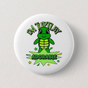 Chapa Redonda De 5 Cm Tortuga Linda Frase Divertida Totalmente Adorable