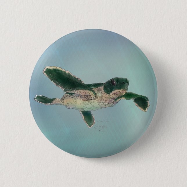 Chapa Redonda De 5 Cm Tortuga marina (Anverso)