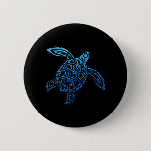 Chapa Redonda De 5 Cm Tortuga marina hawaiana tribal polinesia pacífico