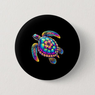 Chapa Redonda De 5 Cm Tortuga marina hawaiana Vacaciones coloridas en Ha
