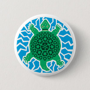 Chapa Redonda De 5 Cm Tortugas marinas, reciclaje