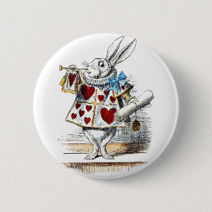 Chapa Redonda De 5 Cm Tote Corazón de Conejo Blanco Alice Wonderland