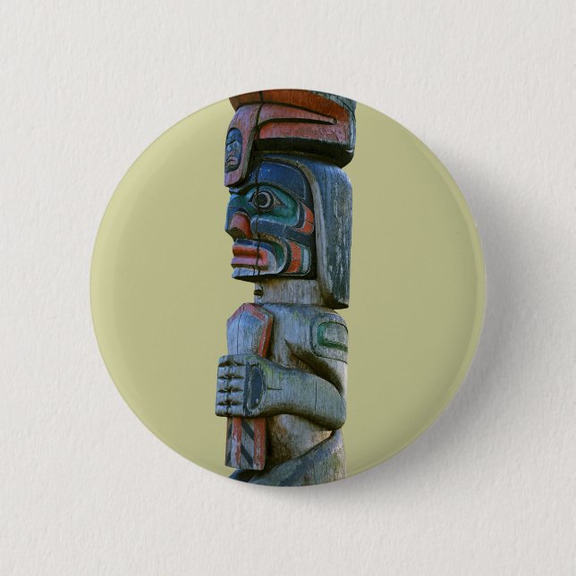 Chapa Redonda De 5 Cm Tótem Pole (Anverso)