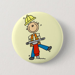 Chapa Redonda De 5 Cm Trabajador de la construcción con martillo neumáti