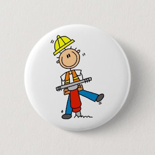 Chapa Redonda De 5 Cm Trabajador de la Construcción I Construyo Camiseta