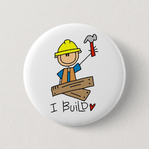 Chapa Redonda De 5 Cm Trabajador de la Construcción I Construyo Camiseta