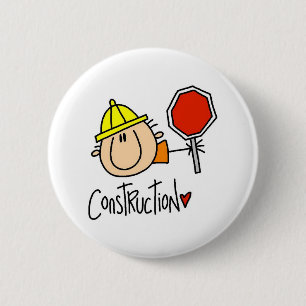 Chapa Redonda De 5 Cm Trabajador de la Construcción Masculino