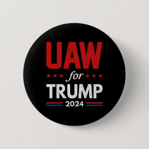 Chapa Redonda De 5 Cm Trabajadores automotrices para Trump 2024 Bandera