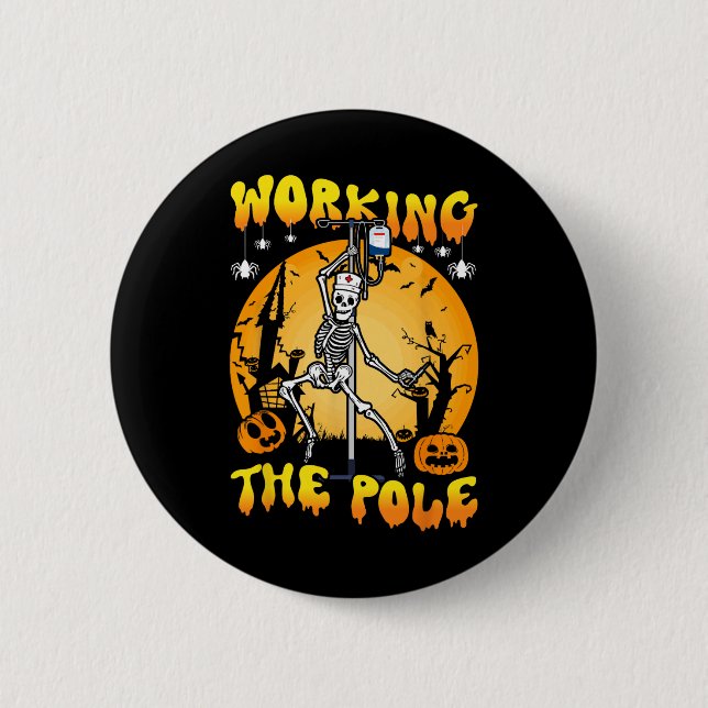 Chapa Redonda De 5 Cm trabajando con la enfermera de polos Halloween div (Anverso)