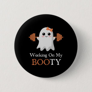 Chapa Redonda De 5 Cm Trabajando en mi divertido gimnasio de Halloween B