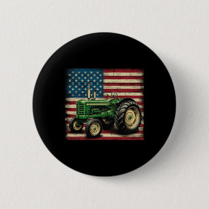Chapa Redonda De 5 Cm Tractor De Granja Agrícola Usa Flag Tractor Estado