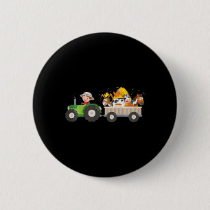 Chapa Redonda De 5 Cm Tractor infantil granja granjeros animales caballo