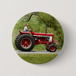 Chapa Redonda De 5 Cm Tractor rojo