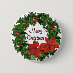 Chapa Redonda De 5 Cm Tradiciones Holly Wreath