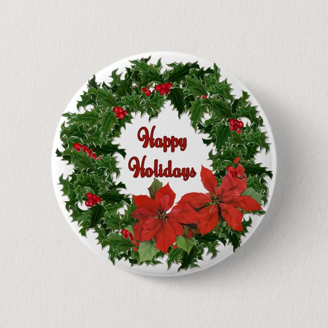Chapa Redonda De 5 Cm Tradiciones Holly Wreath (Anverso)