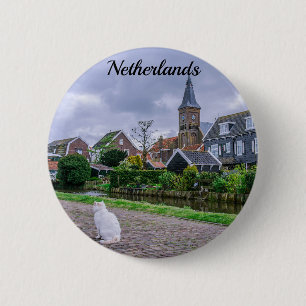 Chapa Redonda De 5 Cm Traditional fishing village Marken in Netherlands